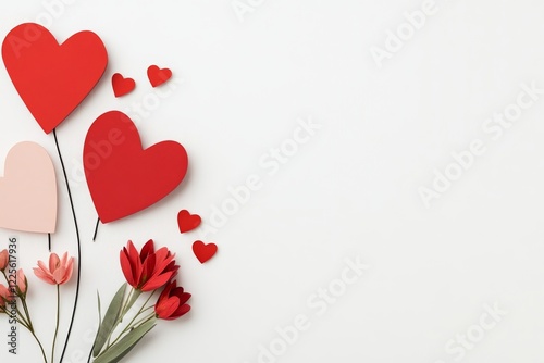 Corazones holográficos rosas para el Día de San Valentín con flores coloridas