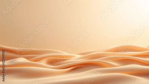 Smooth, flowing beige silk fabric creating soft waves, evoking elegance and serenity.