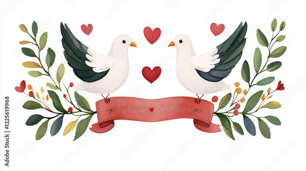 Obraz premium Two doves symbolizing love and harmony.
