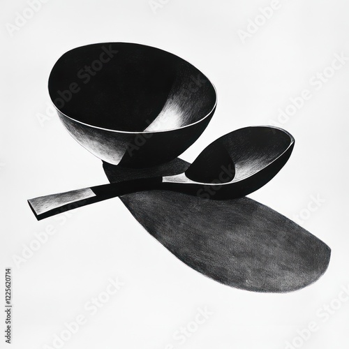 Abstract Still Life of Bowls and Spoon photo