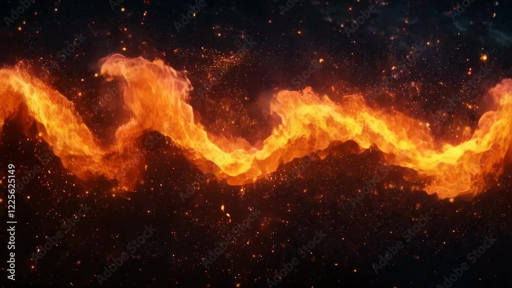 Vibrant and Dynamic Flames Dancing in Dark Background Vibrant and Dynamic Flames Dancing in Dark Background