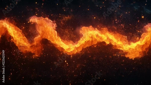 Vibrant and Dynamic Flames Dancing in Dark Background