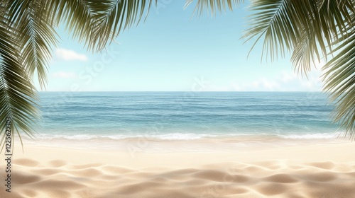 Wallpaper Mural Experience the tranquility of a sunny tropical beach with golden sands, clear blue waters, and swaying palm trees inviting relaxation Torontodigital.ca