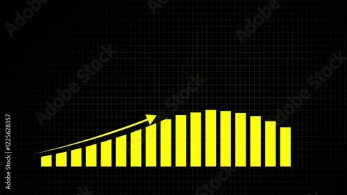 Arrow On Graph With Sale Symbols Business growth and business success graph presentation ,Financial data and diagrams showing a steady increase in profits, growing charts. Business digital concept