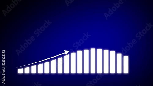 Arrow On Graph With Sale Symbols Business growth and business success graph presentation ,Financial data and diagrams showing a steady increase in profits, growing charts. Business digital concept
