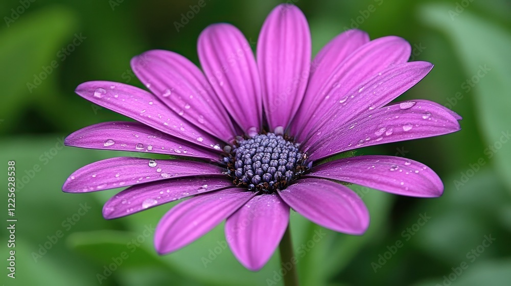 Purple Osteospermum Flower Dew Drops Closeup Purple Osteospermum Flower Dew Drops Closeup