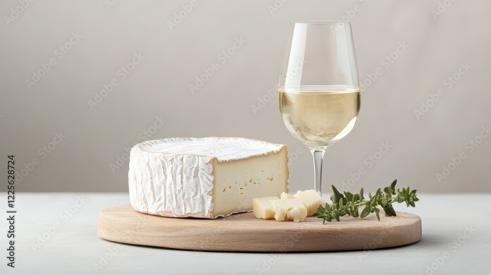 Gourmet cheese pairing with a glass of wine on a rustic wooden table setting Gourmet cheese pairing with a glass of wine on a rustic wooden table setting