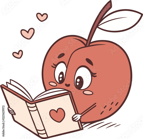 Cute Apple Reading Book
