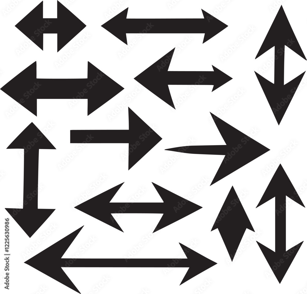 Set of direction arrow vector signs or icons. Set of direction arrow vector signs or icons.