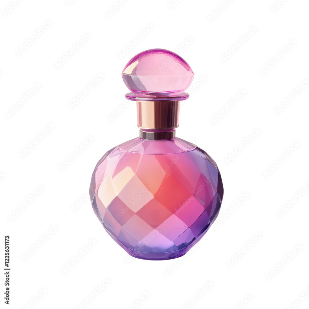 gradient perfume bottle with a pink cap, featuring a blend of warm and cool colors. Suitable for luxury and beauty-themed designs. Isolated on transparent background, png gradient perfume bottle with a pink cap, featuring a blend of warm and cool colors. Suitable for luxury and beauty-themed designs. Isolated on transparent background, png