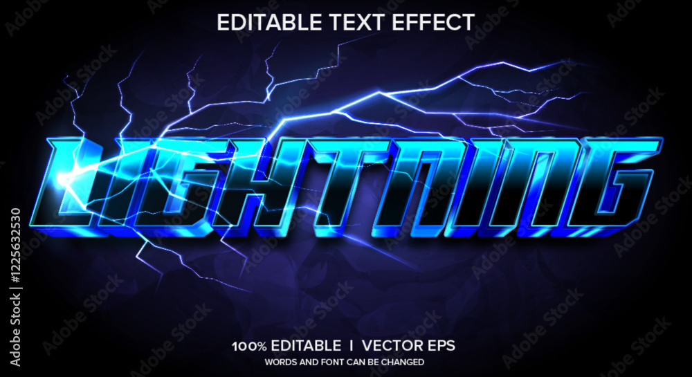 lightning 3d vector text effect with modern style design