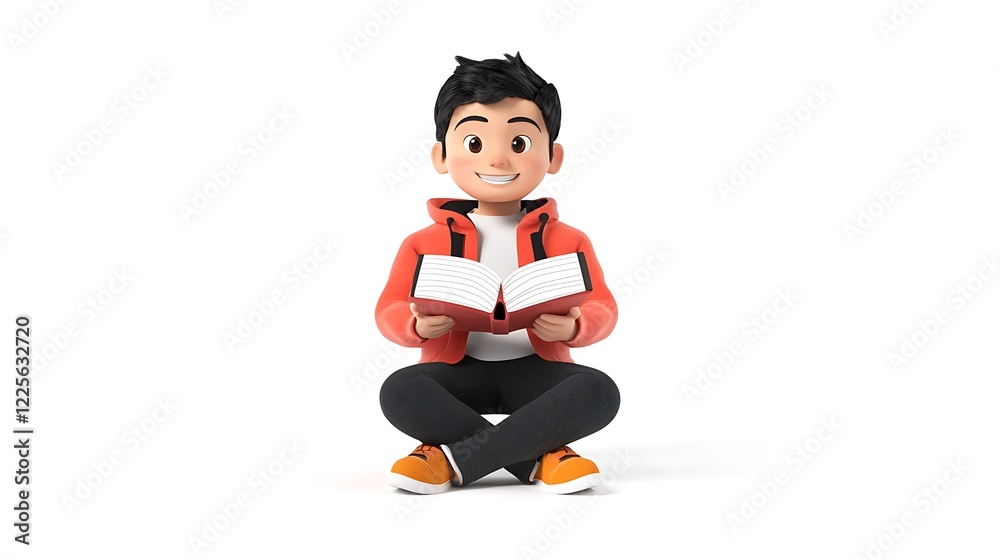 Fototapeta premium cartoon student taking notes