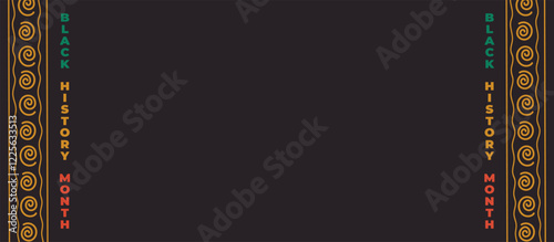 Black history month frame. Borders and frames Black History month , Frame with space for text .Colorful abstract rectangle frame on a black background.