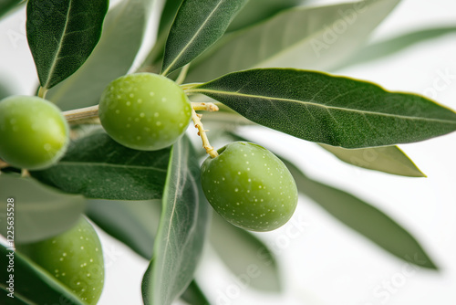 Wallpaper Mural Fresh green olives close up detail on white background. Torontodigital.ca