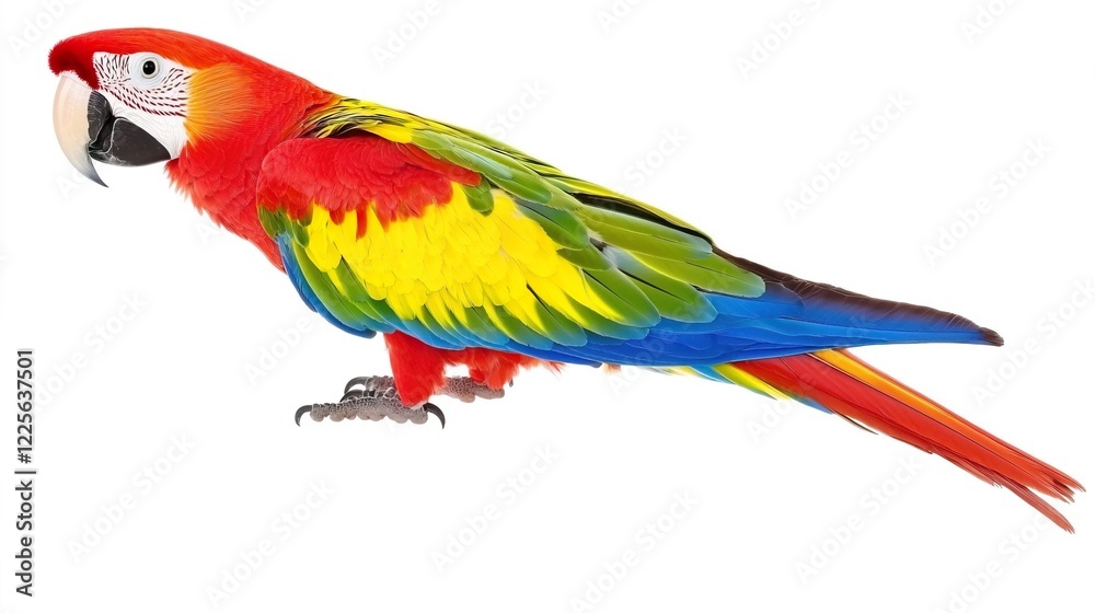 Obraz premium Vibrant Macaw Parrot with Bright Colors on White Background