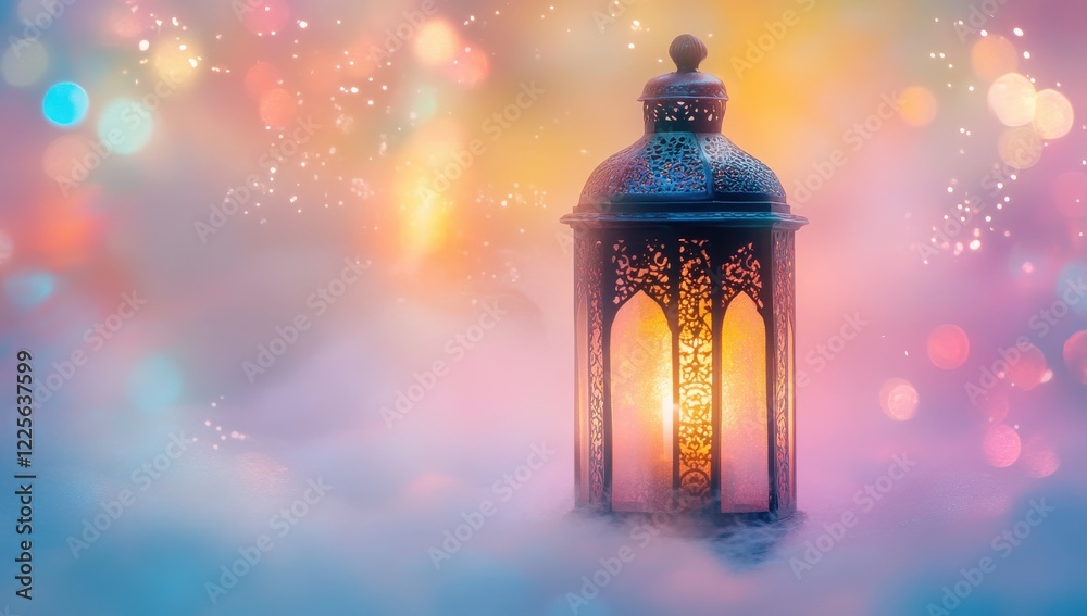 Ethereal Lantern Radiating Warm Light in a Dreamy Misty Environment with Colorful Bokeh Background and Soft Focus Effect Ethereal Lantern Radiating Warm Light in a Dreamy Misty Environment with Colorful Bokeh Background and Soft Focus Effect