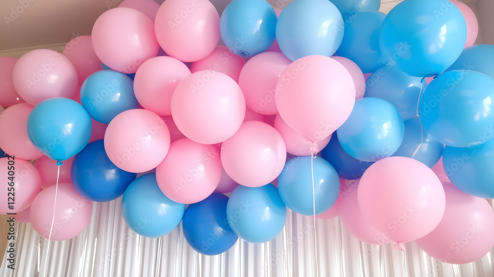 custom made wallpaper toronto digitalBlue and pink balloons for a gender reveal party decorations. Generative AI
