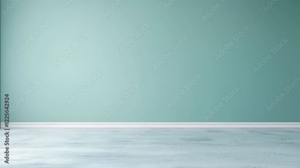 Empty Room with Teal Wall and Light Floor Empty Room with Teal Wall and Light Floor
