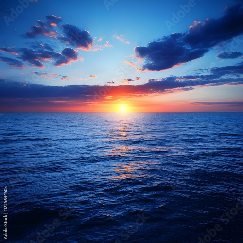 Stunning Ocean Sunset Landscape Vibrant Colors Dramatic Sky Seascape