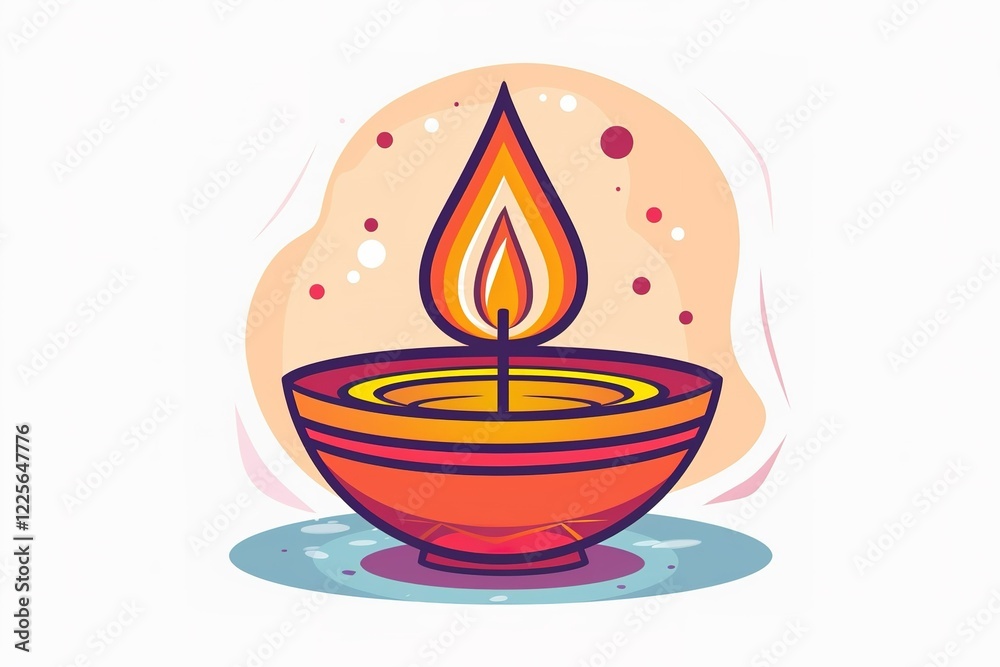 Indian diwali diya oil lamp 2D linear cartoon object. Hinduism auspicious custom isolated line vector element white background. Festival of lights hindu festival color flat spot illustration Indian diwali diya oil lamp 2D linear cartoon object. Hinduism auspicious custom isolated line vector element white background. Festival of lights hindu festival color flat spot illustration