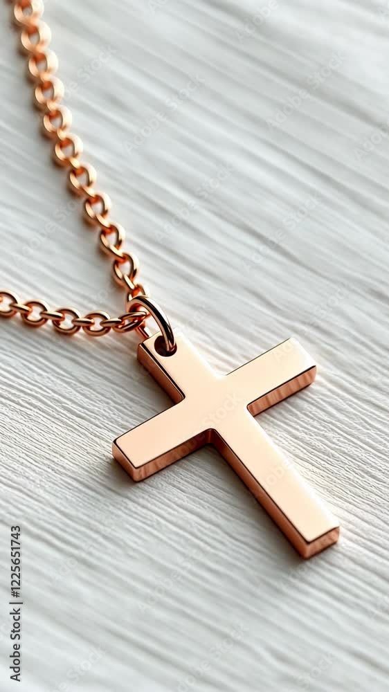 Simple yet elegant rose gold cross pendant with chain, perfect for everyday wear or special occasions Simple yet elegant rose gold cross pendant with chain, perfect for everyday wear or special occasions