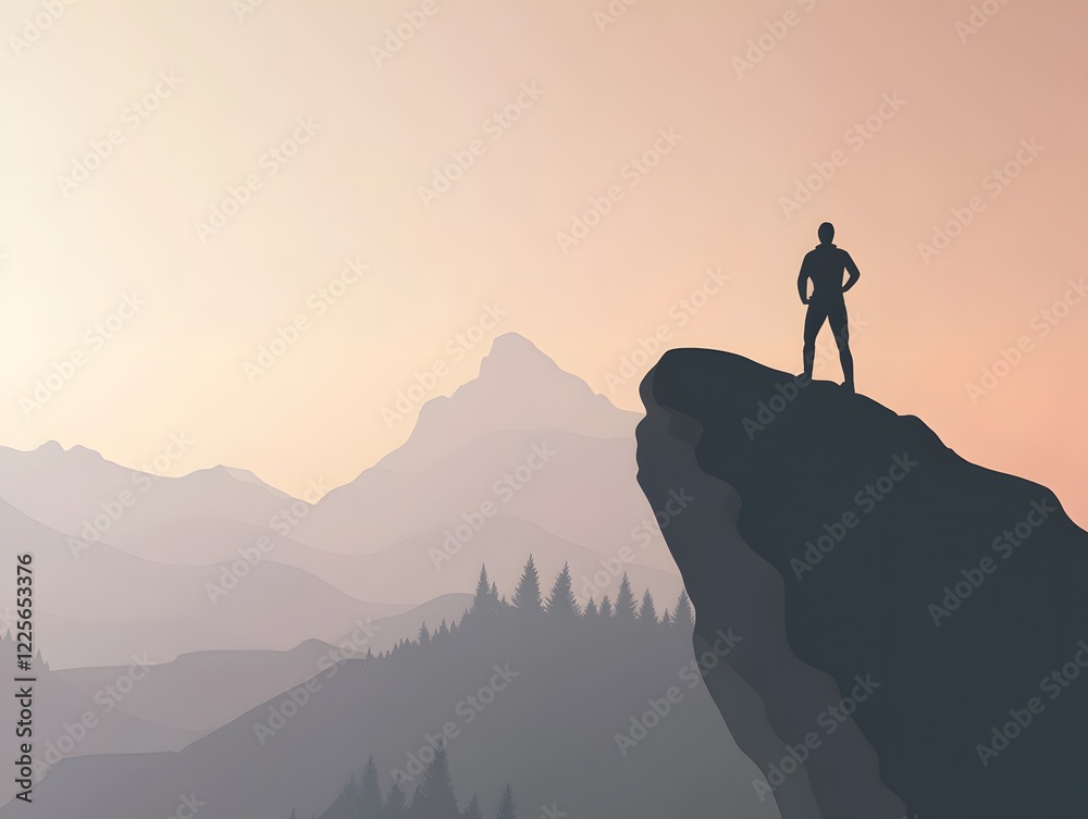 © MD - Silhouette Man Mountaintop Sunrise Viewpoint