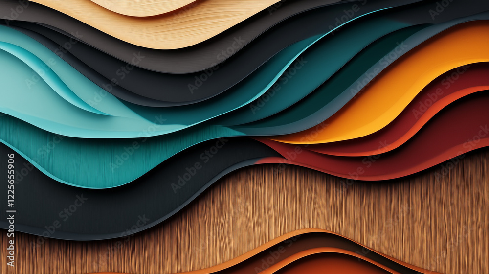 Fototapeta premium Colorful 3D Layered Abstract Paper Cut Background