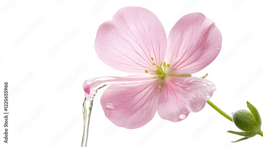 Fototapeta premium A pink flower with water dripping from it