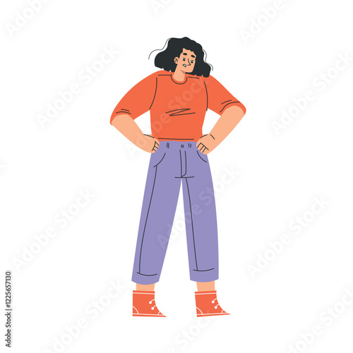 Angry Woman Character Standing and Scolding Vector Illustration