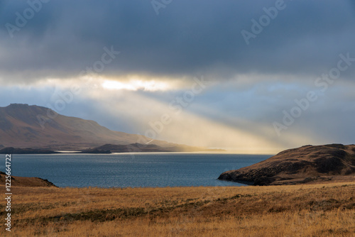 Obraz na płótnie Autumnal landscape at Beached whalers Hvalfjordur on the west coast of Iceland w salonie