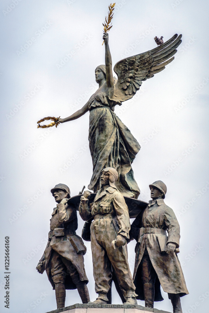 The war memorial located on the square in front of the town hall of Cannes, France