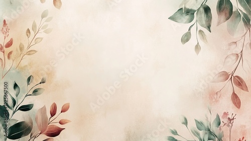 Watercolor Botanical Frame Soft Hues Elegant Design