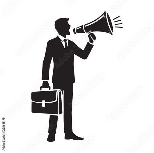 People shouting with megaphone silhouette vector illustration