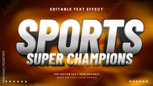 Sports super champions 3d editable text effect