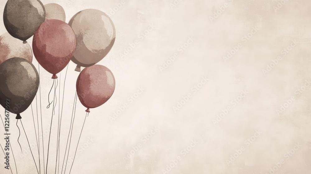 Obraz premium A cluster of pastel colored balloons floats gently