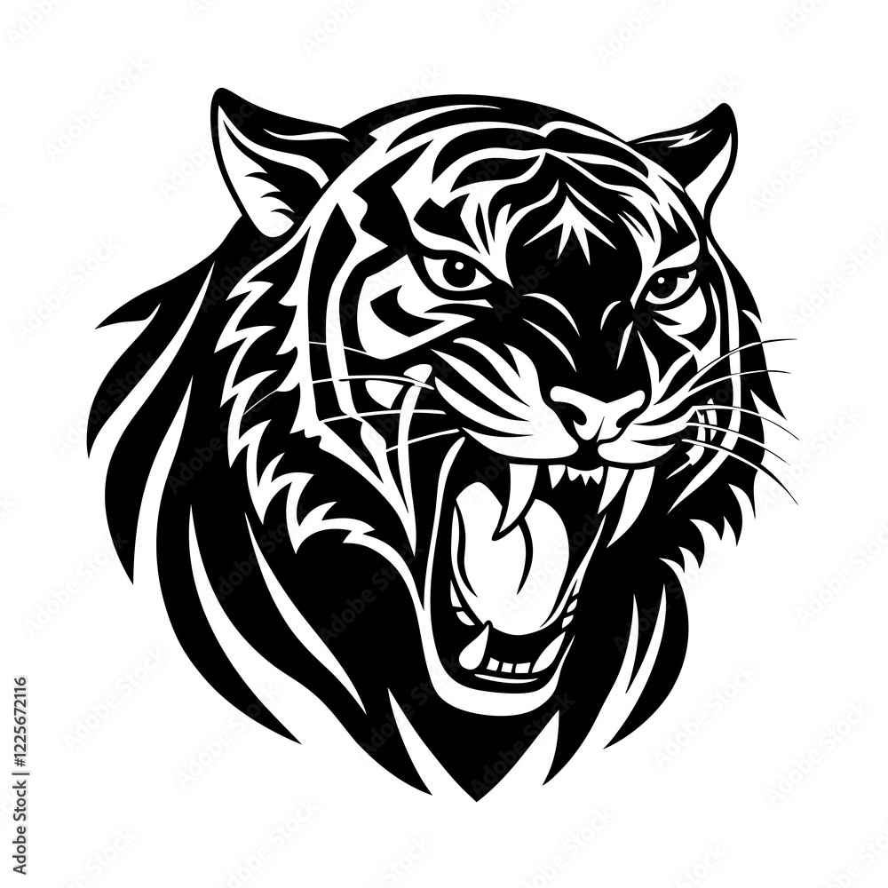 Tiger silhouette Roaring Vector Illustration Tiger silhouette Roaring Vector Illustration