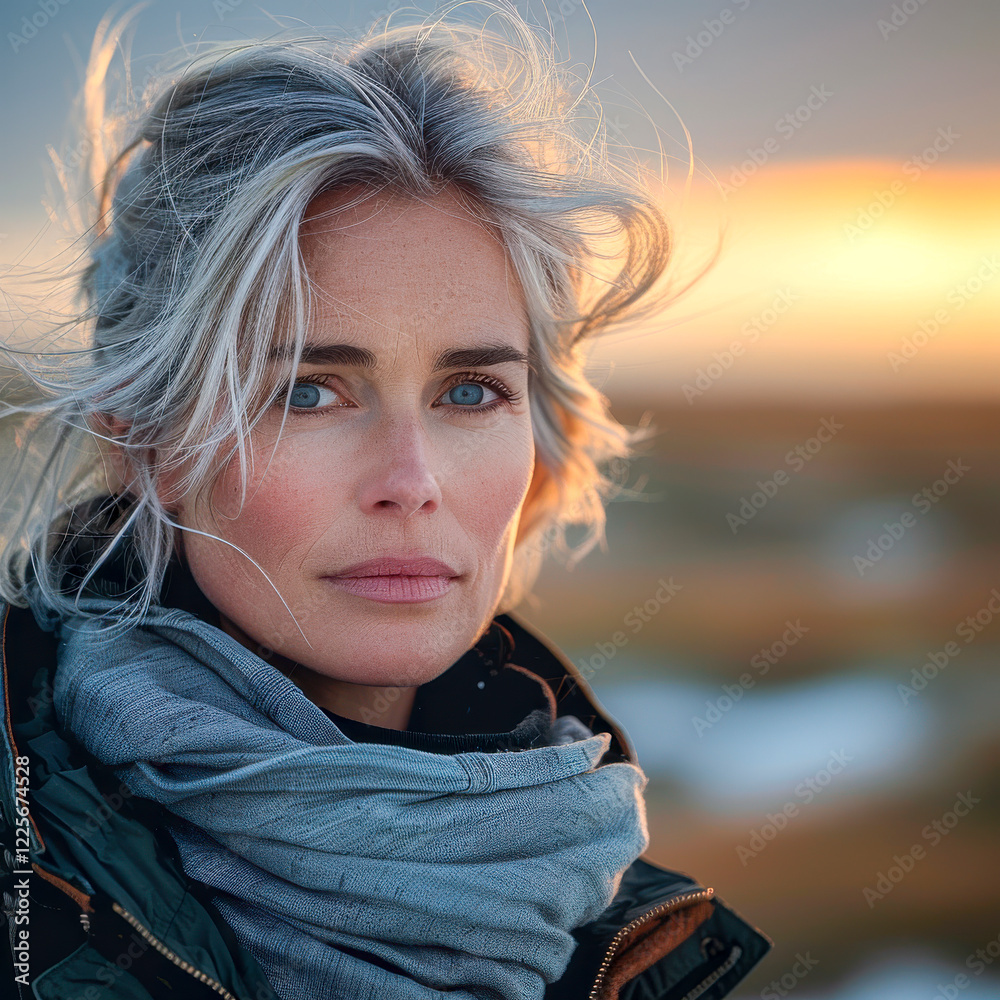 Hübsche erfolgreiche grauhaarige Frau in den 50ern, Generative AI