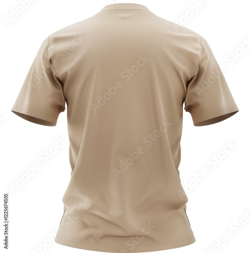High-quality beige t-shirt isolated on white background, back view, easy to cut out, ideal for e-commerce and ads
