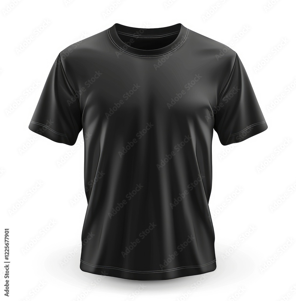Isolated black t-shirt front view for fashion branding and graphic design Isolated black t-shirt front view for fashion branding and graphic design