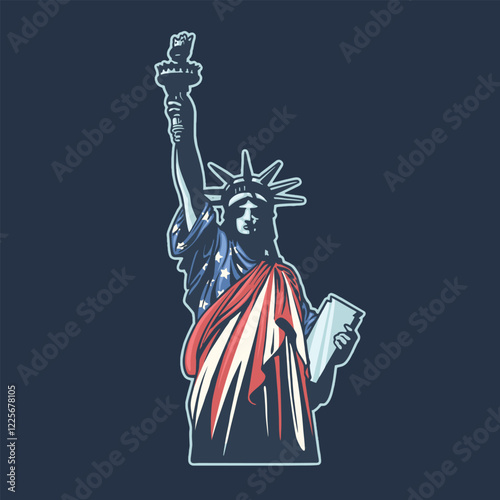 american flag liberty statue mascot illustration