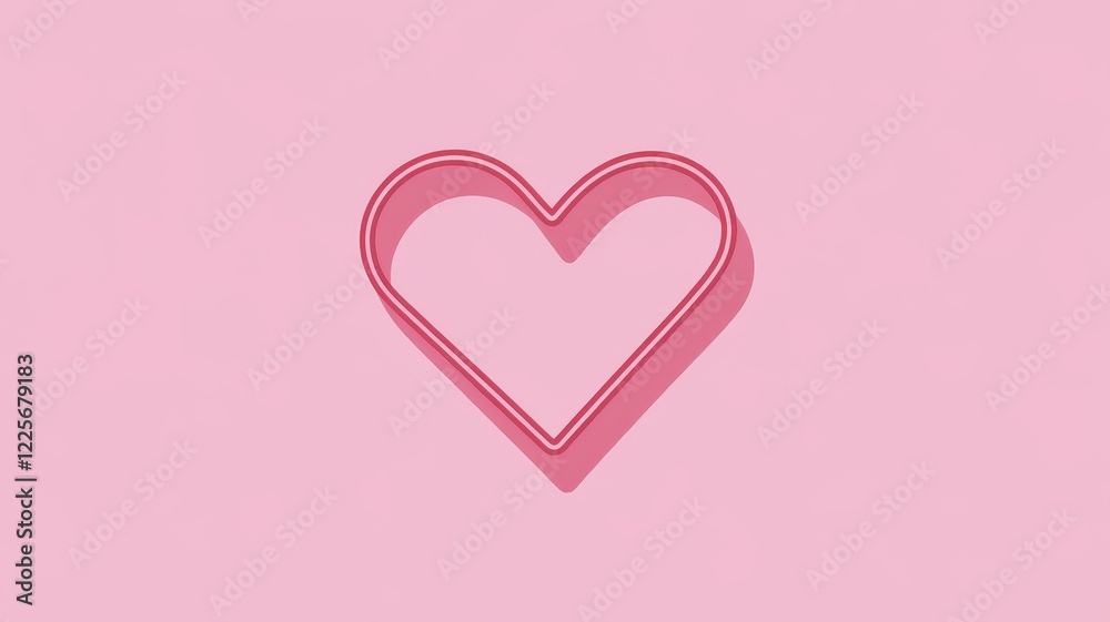 A vibrant pink heart-shaped cookie cutter on a soft pink background, exuding a playful and romantic mood perfect for baking or celebration. A vibrant pink heart-shaped cookie cutter on a soft pink background, exuding a playful and romantic mood perfect for baking or celebration.