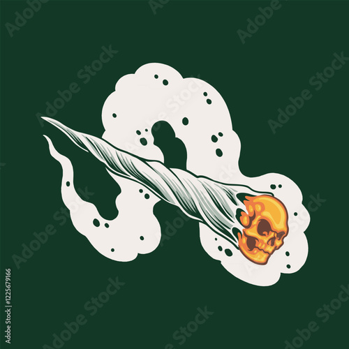 smoking ganja skull vector illustration