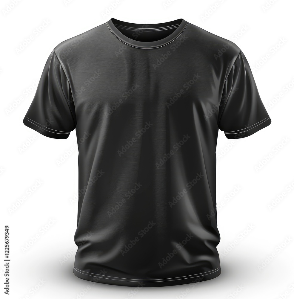 Blank front black t-shirt isolated for apparel mockup, png on white background