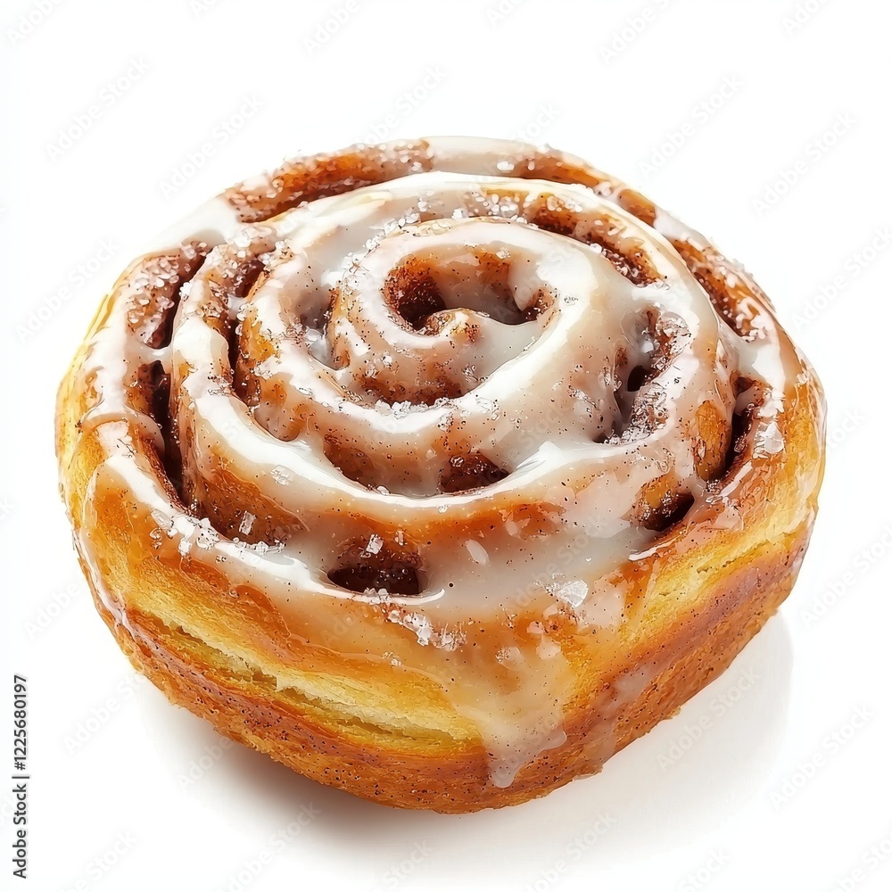 Delicious Cinnamon Roll with Icing, Close-up Studio Shot. Delicious Cinnamon Roll with Icing, Close-up Studio Shot.