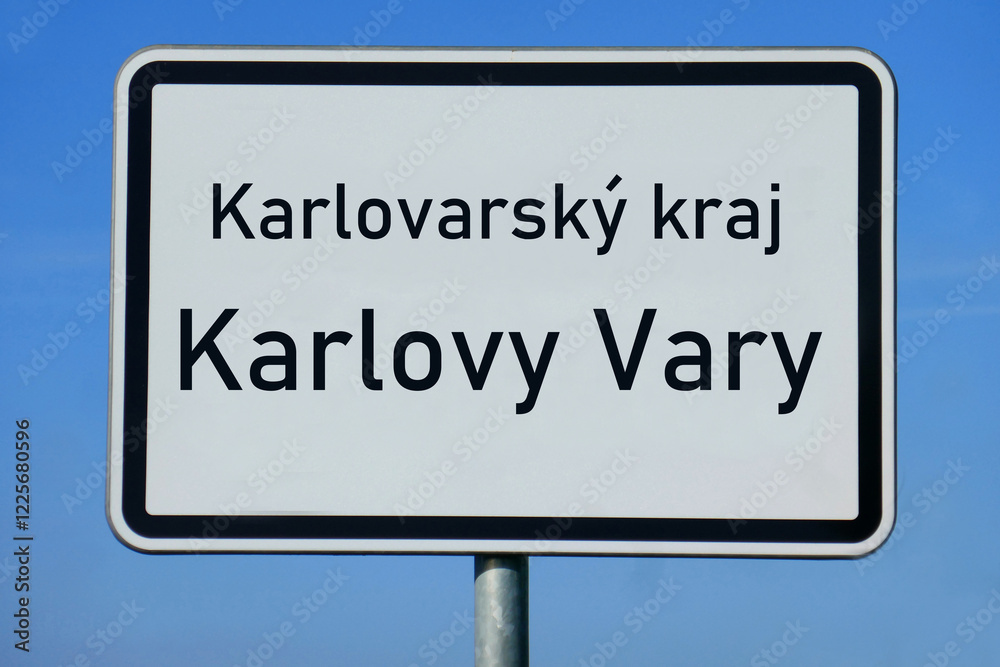 Ortsschild Karlovarský kraj Karlovy Vary Ortsschild Karlovarský kraj Karlovy Vary