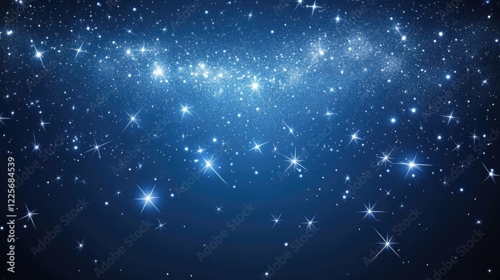 Starry Night Sky Abstract Background with Shimmering Stars and Blank Space for Text or Graphic Elements Starry Night Sky Abstract Background with Shimmering Stars and Blank Space for Text or Graphic Elements