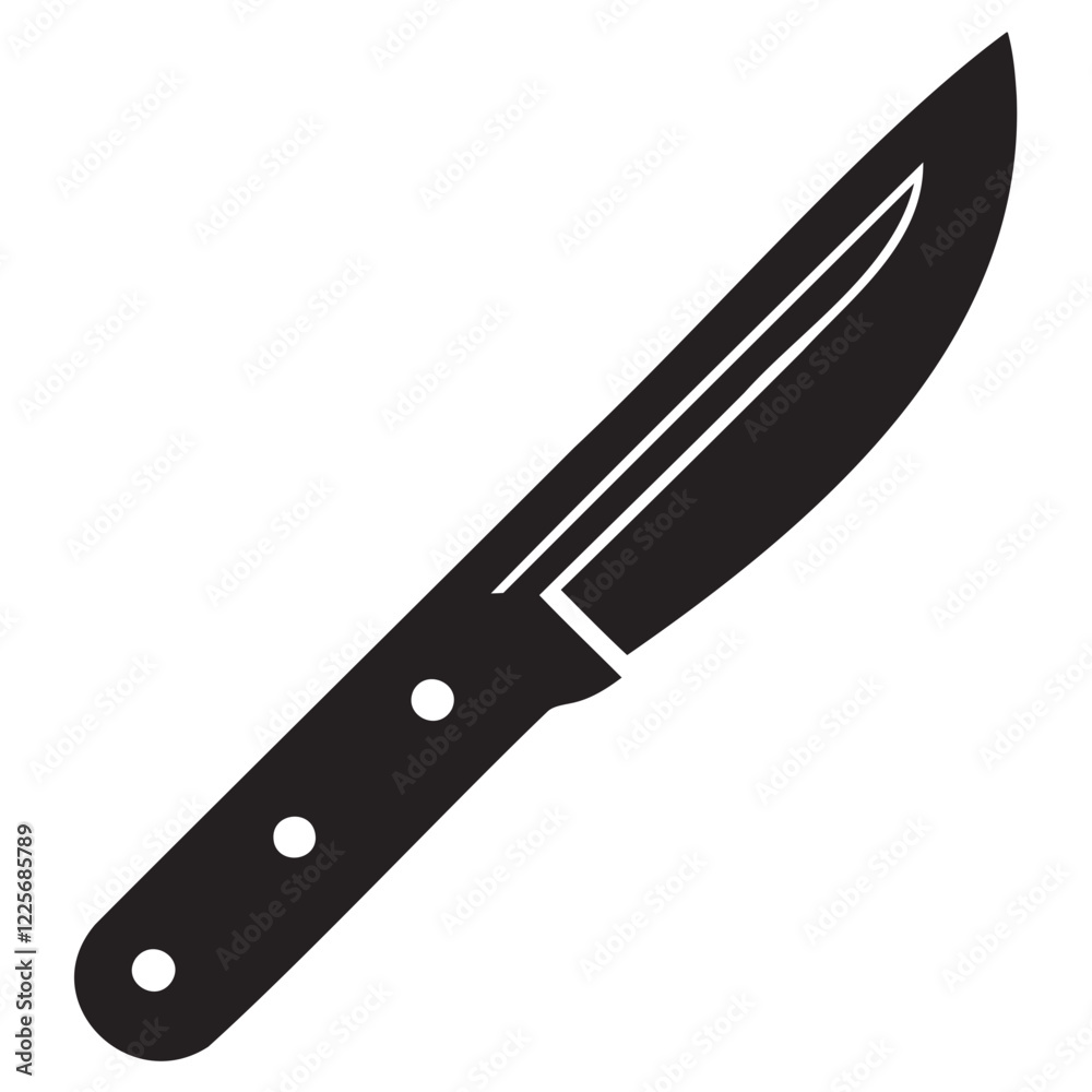 High-Quality Knife Icon Sharp Blade Black Silhouette for Kitchen Designs