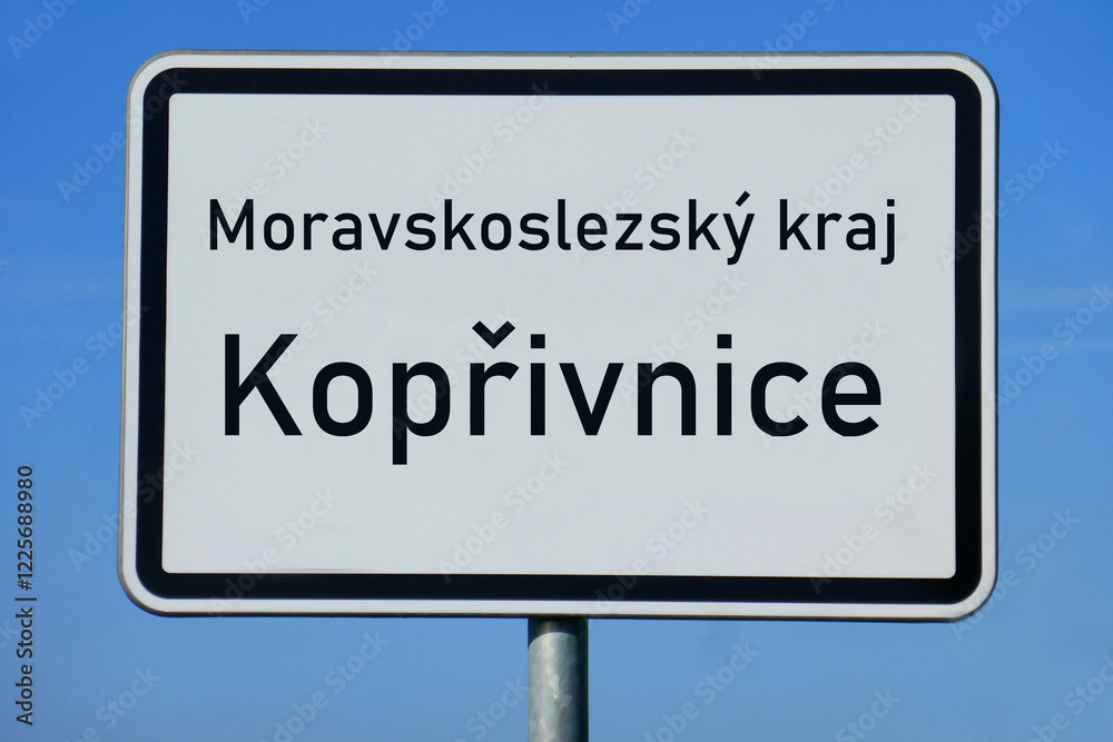 Ortsschild Moravskoslezský kraj Kopřivnice Ortsschild Moravskoslezský kraj Kopřivnice