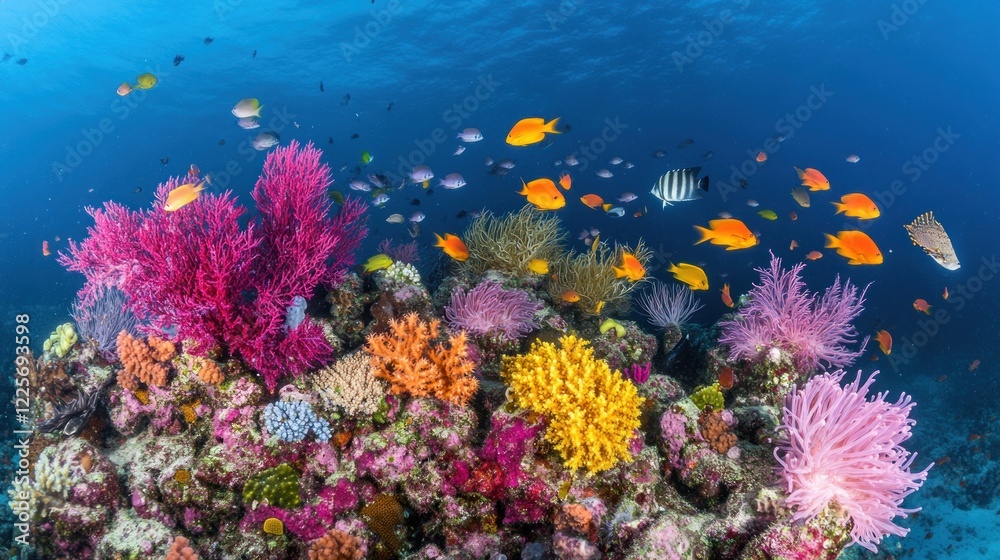 Fototapeta premium Vibrant Coral Reef Fish And Diverse Underwater Life