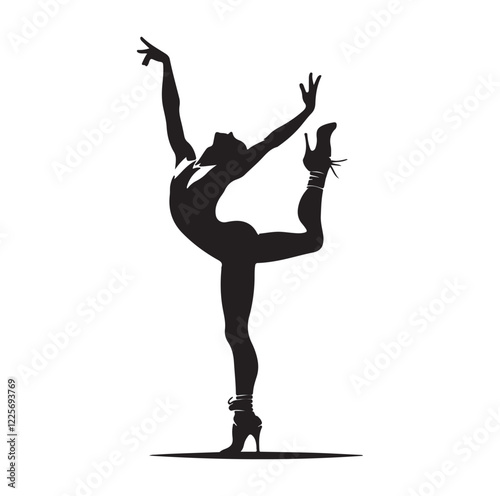 Cancan dancer pose silhouette vector illustration